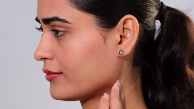Jenipapo Andalusite and White Zircon 0.85 ctw Sunburst Earrings in Rhodium Over Sterling Silver