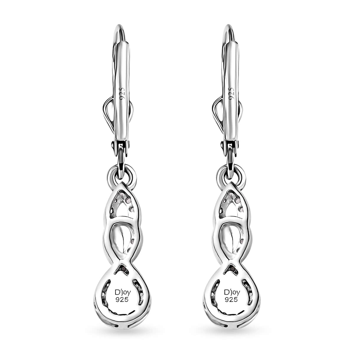 AAA Jenipapo Andalusite and White Zircon 0.60 ctw Dangle Earrings in Rhodium Over Sterling Silver image number 3