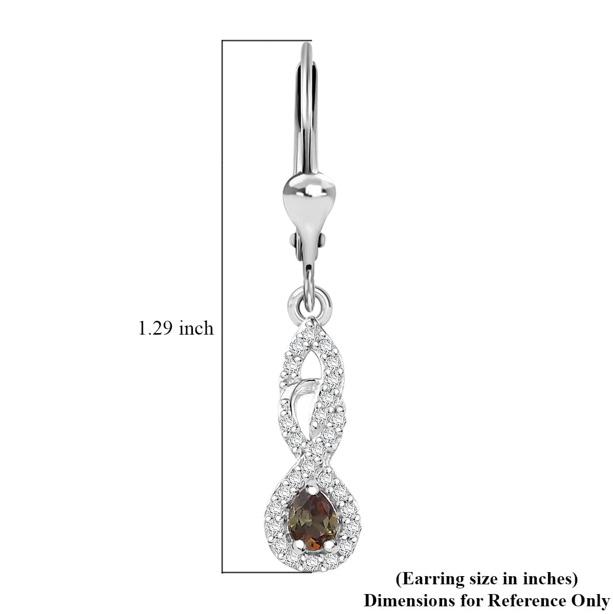 AAA Jenipapo Andalusite and White Zircon 0.60 ctw Dangle Earrings in Rhodium Over Sterling Silver image number 4