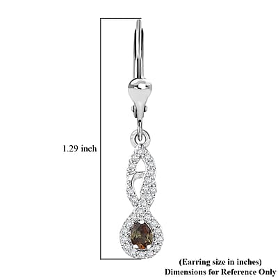 D'Joy AAA Jenipapo Andalusite and White Zircon 0.60 ctw Dangle Earrings in Rhodium Over Sterling Silver