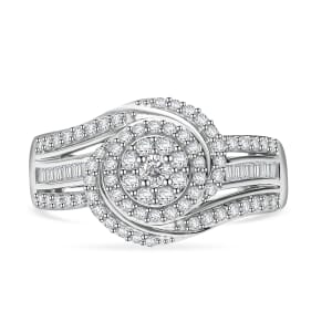 Diamond 1.00 ctw Eternal Orbit Ring in Platinum Over Sterling Silver (Size 10.0)