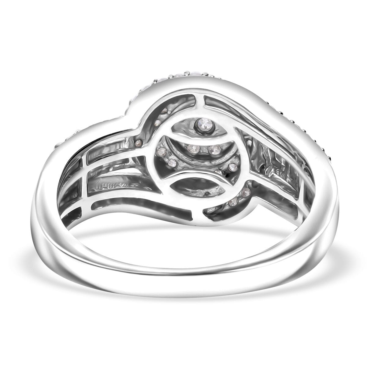 Diamond 1.00 ctw Eternal Orbit Ring in Platinum Over Sterling Silver (Size 10.0) image number 4