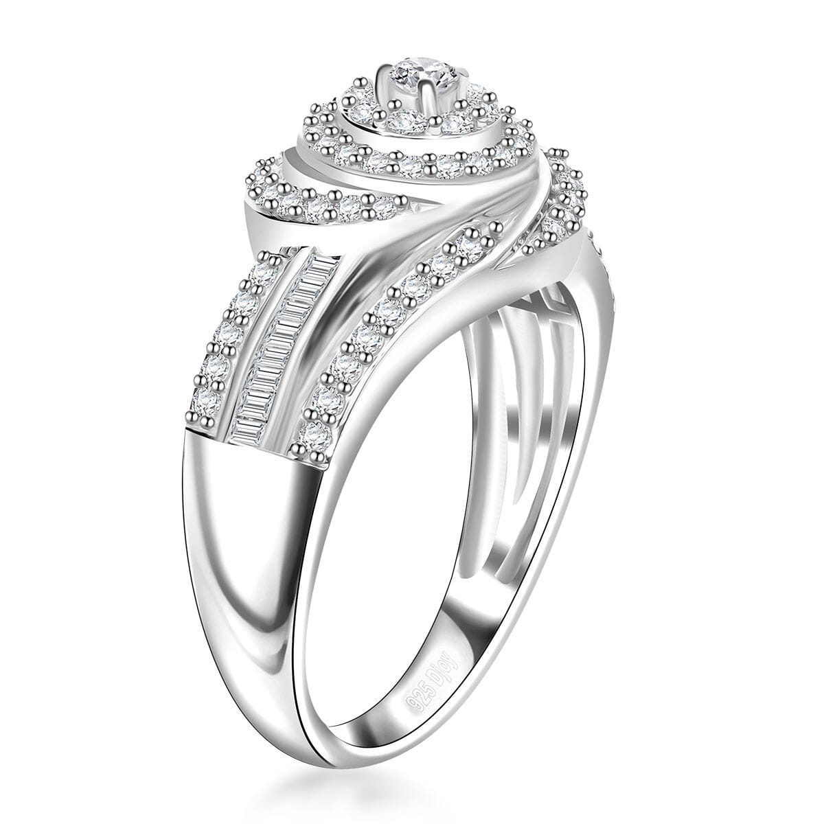 Diamond 1.00 ctw Eternal Orbit Ring in Platinum Over Sterling Silver (Size 7.0) image number 3