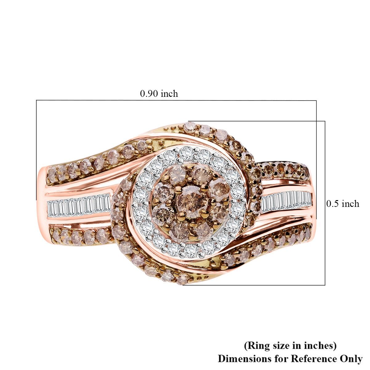 Natural Champagne and White Diamond 1.00 ctw Eternal Orbit Ring in Vermeil Rose Gold Over Sterling Silver (Size 8.0) image number 5