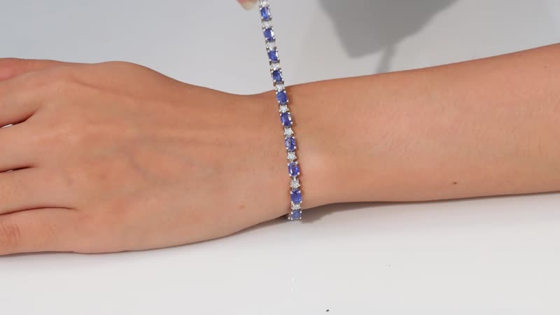 Kashmir Kyanite, Moissanite Bracelet in Rhodium Over Sterling Silver (7.25 In) 11.65 ctw