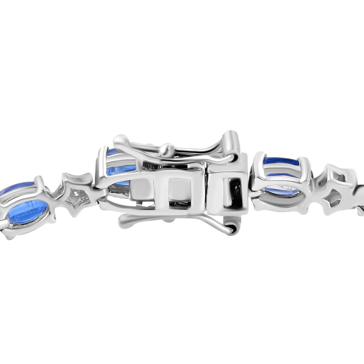 Kashmir Kyanite and Moissanite 12.85 ctw Celestial Bracelet in Rhodium Over Sterling Silver (8.00 In) image number 2