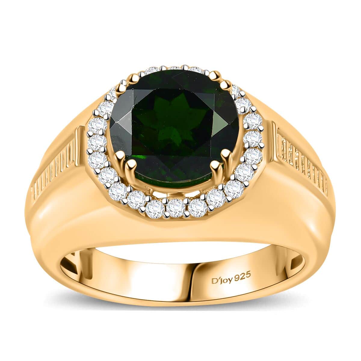 Chrome Diopside and White Zircon Men's Ring in 18K Vermeil YG Over Sterling Silver (Size 10.0) 5.10 ctw image number 0