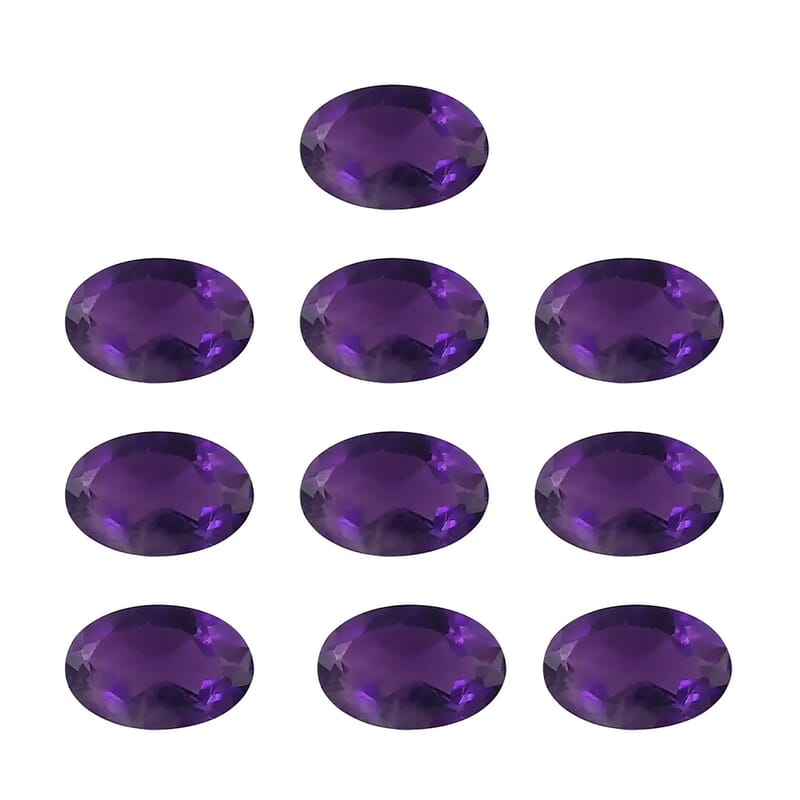 Premium African Amethyst Set of 10 (Ovl 6x4 mm) 3.48 ctw Loose Gemstone