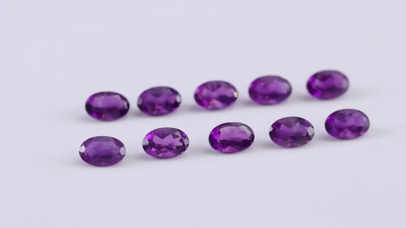 Premium African Amethyst Set of 10 (Ovl 6x4 mm) 3.48 ctw Loose Gemstone