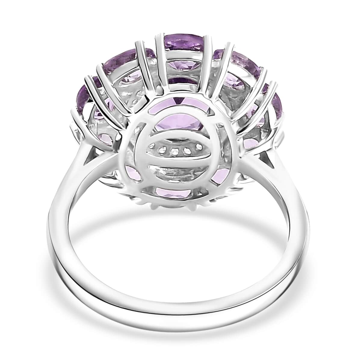 Bolivian Amethyst and Multi Gemstone 2.80 ctw Halo Ring in Rhodium Over Sterling Silver (Size 10.0) image number 4