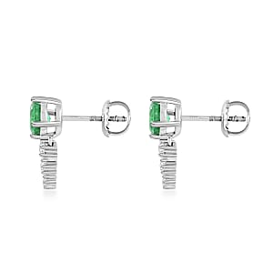 Certified & Appraised Rhapsody AAAA Gemfield Emerald and E-F VS Diamond 1.10 ctw Earrings in 950 Platinum 