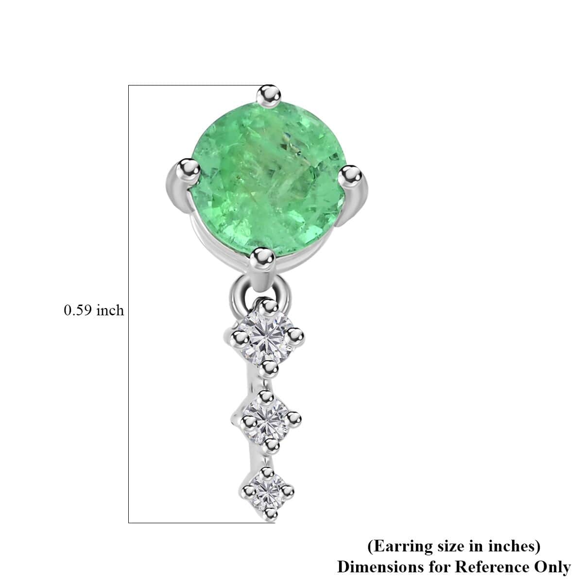 Certified & Appraised Rhapsody AAAA Gemfield Emerald and E-F VS Diamond 1.10 ctw Earrings in 950 Platinum  image number 4