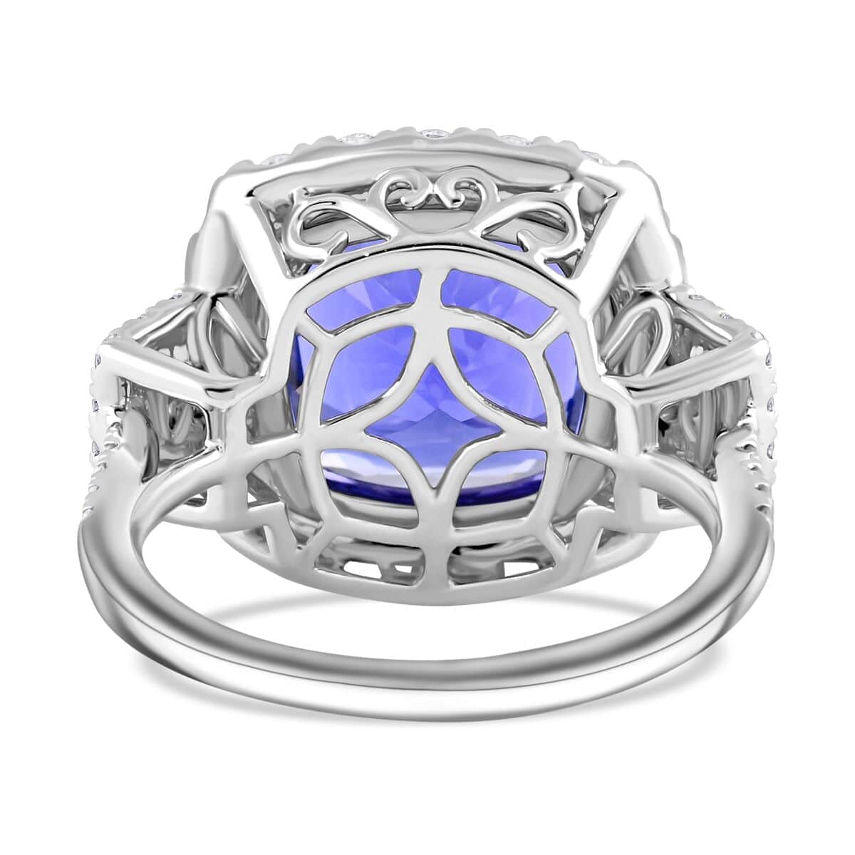 Certified & Appraised Rhapsody AAAA Tanzanite and E-F VS Diamond 7.75 ctw Ring in 950 Platinum (Size 10.0) 9.24 Grams image number 4