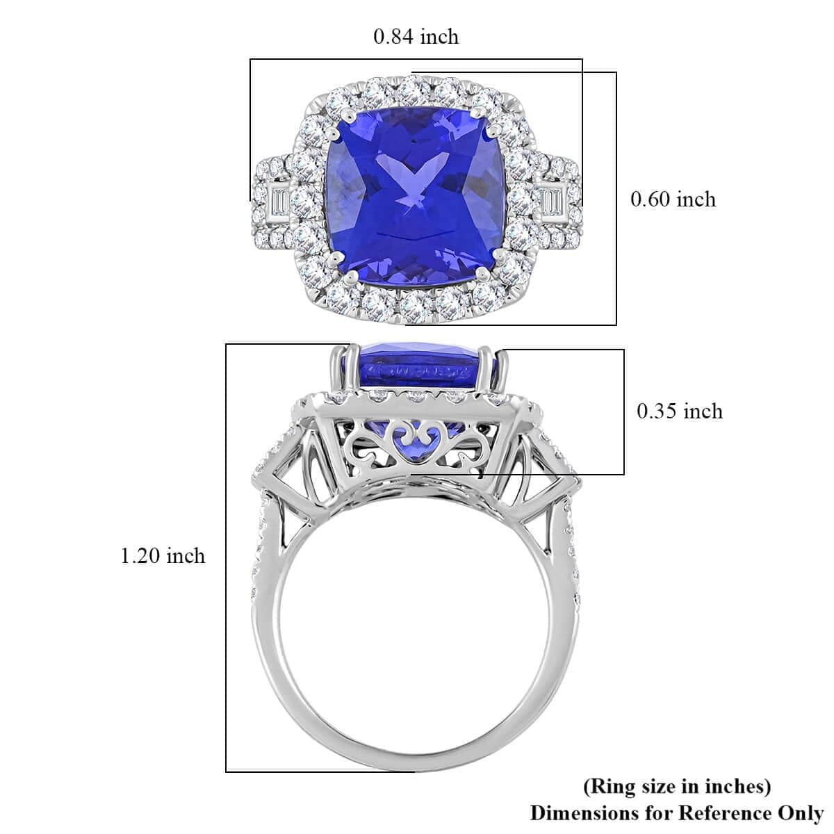 Certified & Appraised Rhapsody AAAA Tanzanite and E-F VS Diamond 7.75 ctw Ring in 950 Platinum (Size 10.0) 9.24 Grams image number 5