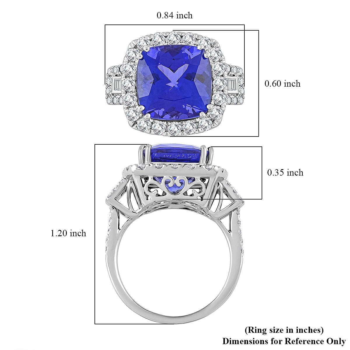 Certified & Appraised Rhapsody AAAA Tanzanite and E-F VS Diamond 7.75 ctw Ring in 950 Platinum (Size 6.0) 9.24 Grams image number 5
