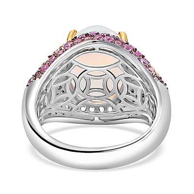 Premium Ethiopian Welo Opal and Multi Gemstone 5.25 ctw  Celestial Garden Ring in 18K Vermeil YG and Rhodium Over Sterling Silver (Size 10.0)