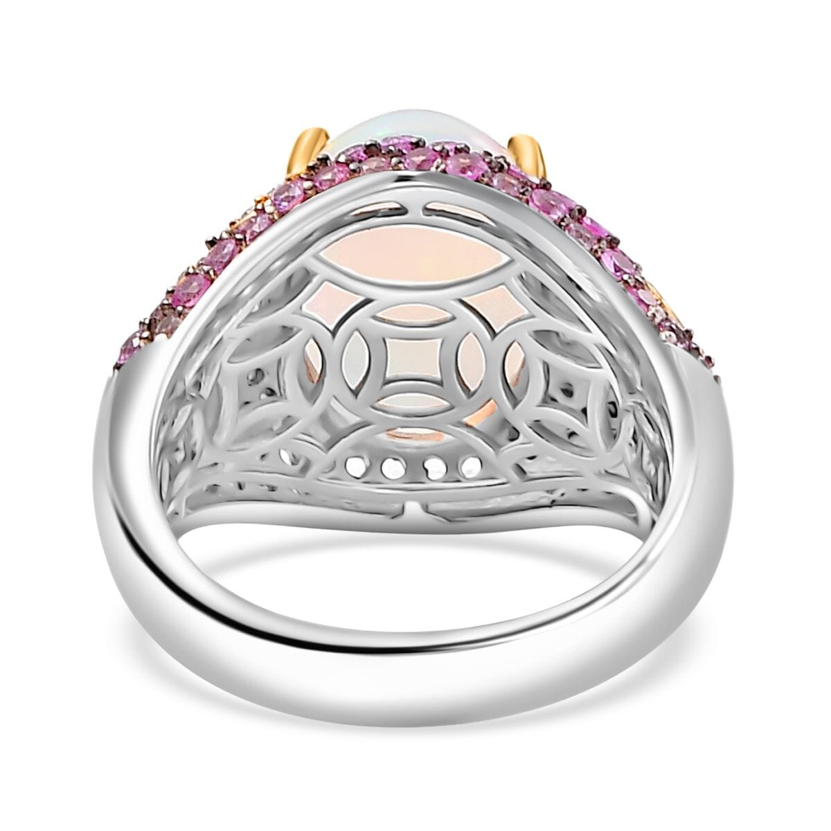 Premium Ethiopian Welo Opal and Multi Gemstone 5.25 ctw Celestial Garden Ring in 18K Vermeil YG and Rhodium Over Sterling Silver (Size 9.0) image number 5