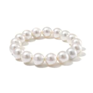 White Shell Pearl 12mm Stretch Bracelet