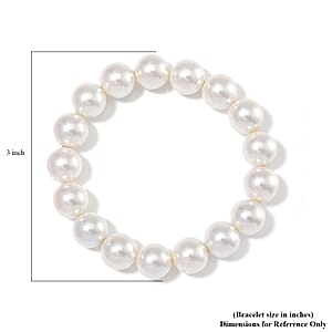 White Shell Pearl 12mm Stretch Bracelet
