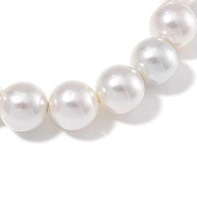 White Shell Pearl 12mm Stretch Bracelet