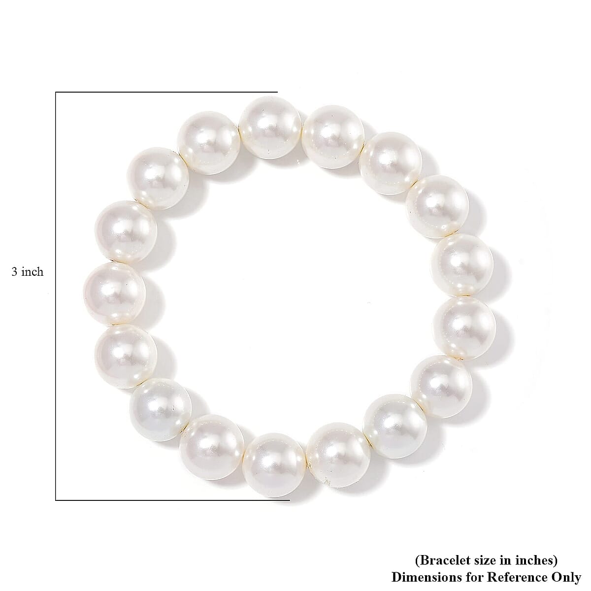White Shell Pearl 12mm Stretch Bracelet image number 4
