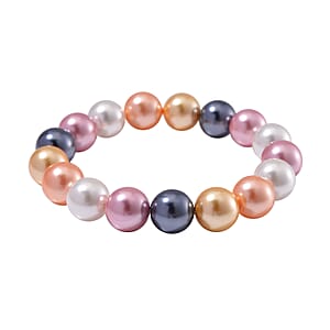Multi Color Shell Pearl 12mm Stretch Bracelet