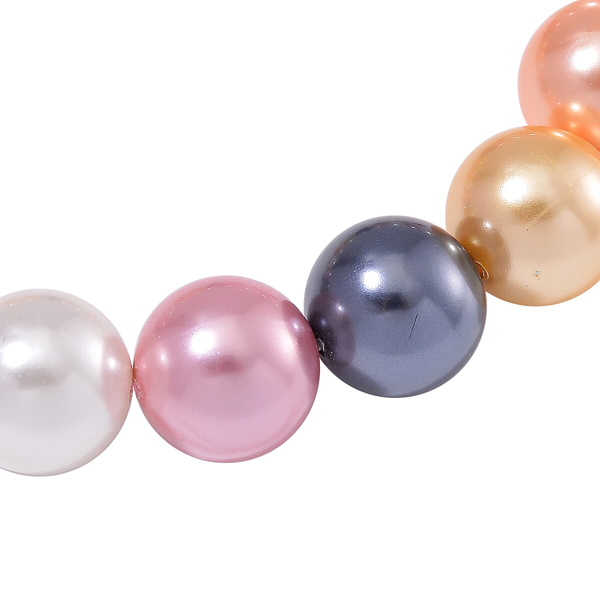 Multi Color Shell Pearl 12mm Stretch Bracelet image number 2