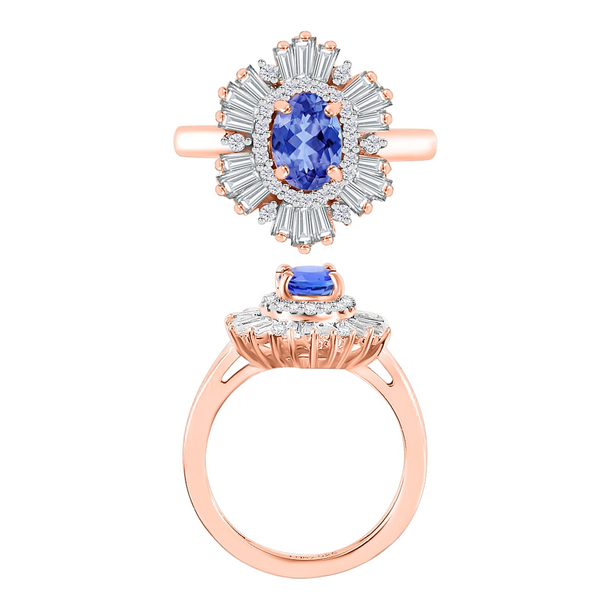 Luxoro Premium Tanzanite and G-H I1 Diamond 1.55 ctw Ring in 14K Rose Gold (Size 4.0) (Del. in 10-12 Days) image number 3