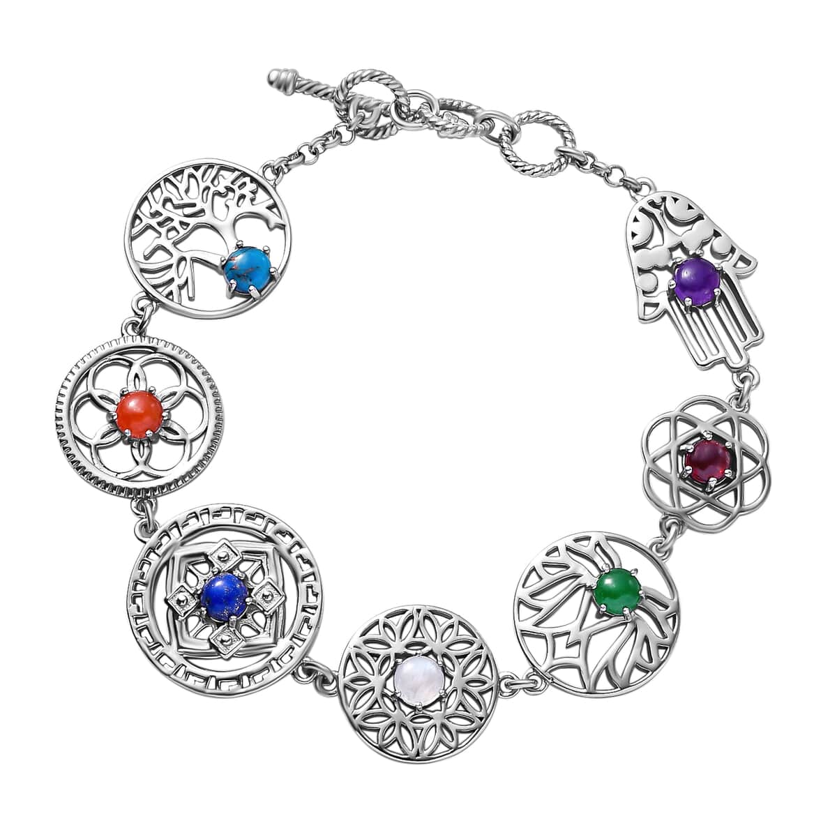 Karis Multi Gemstone 4.35 ctw Bracelet in Platinum Bond (7.25 In) image number 0