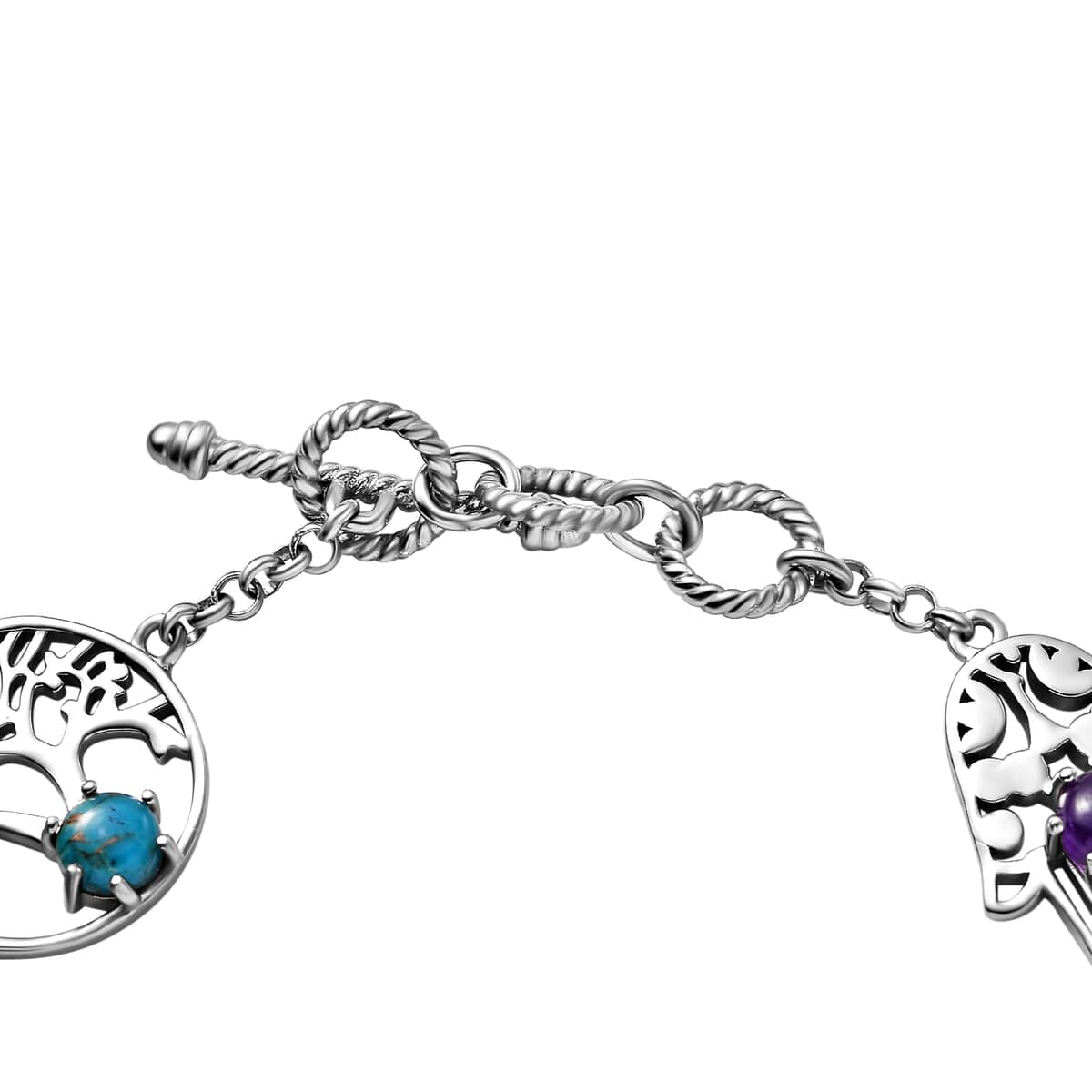 Karis Multi Gemstone 4.35 ctw Bracelet in Platinum Bond (7.25 In) image number 3