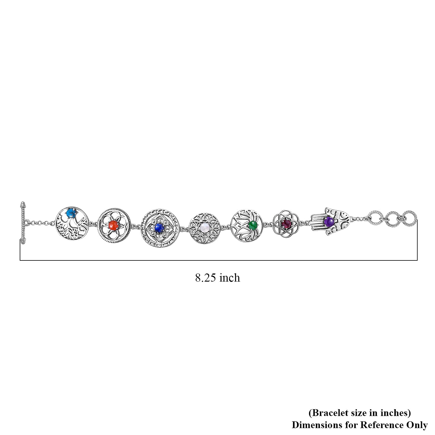Karis Multi Gemstone 4.35 ctw Bracelet in Platinum Bond (7.25 In)