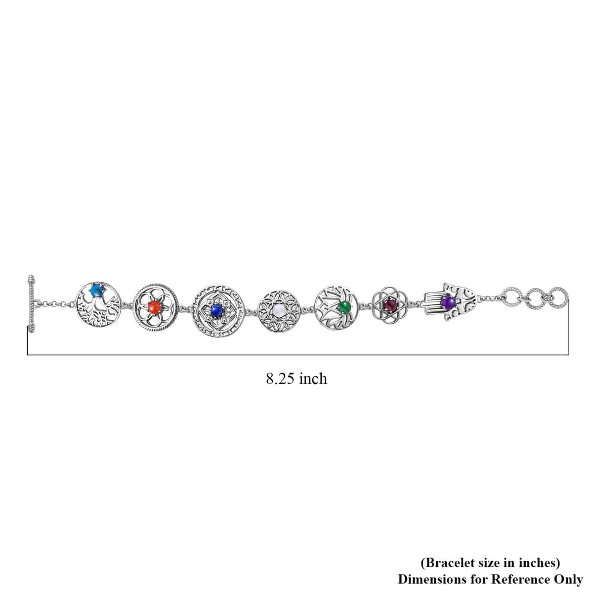 Karis Multi Gemstone 4.35 ctw Bracelet in Platinum Bond (7.25 In) image number 4