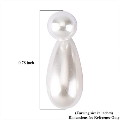 White Shell Pearl 6mm Drop Earrings in Stainless Steel