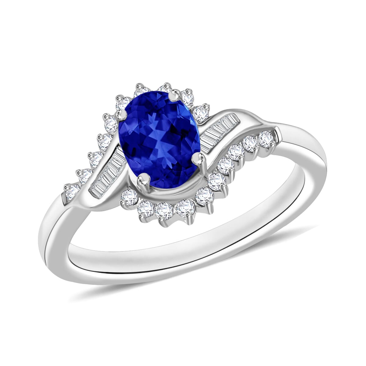 Rhapsody AAAA Tanzanite and E-F VS2 Diamond 1.10 ctw Ring in 950 Platinum (Size 10.0) 5.50 Grams image number 0