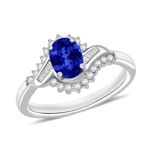 Rhapsody AAAA Tanzanite and E-F VS2 Diamond 1.10 ctw Ring in 950 Platinum (Size 10.0) 5.50 Grams