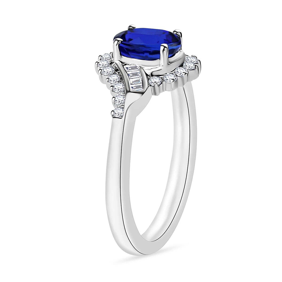Rhapsody AAAA Tanzanite and E-F VS2 Diamond 1.10 ctw Ring in 950 Platinum (Size 10.5) 5.50 Grams (Del. in 10-12 Days) image number 2