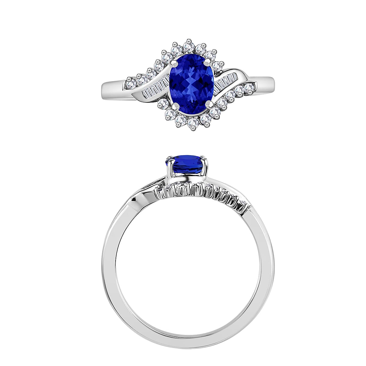 Rhapsody AAAA Tanzanite and E-F VS2 Diamond 1.10 ctw Ring in 950 Platinum (Size 10.5) 5.50 Grams (Del. in 10-12 Days) image number 3