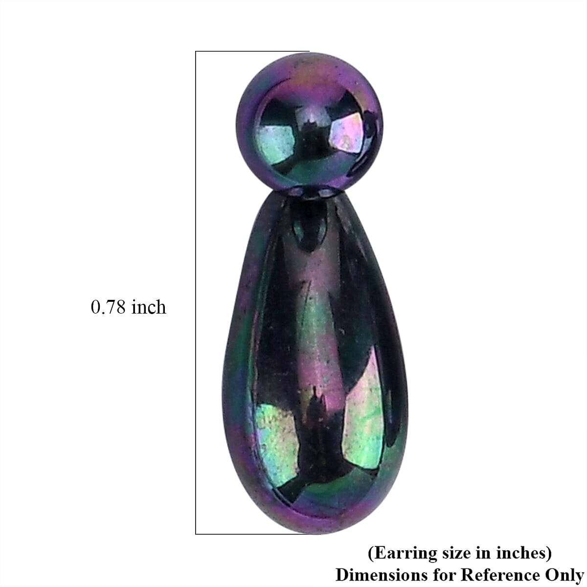 Peacock Color Shell Pearl 6mm Drop Earrings in Stainless Steel image number 4