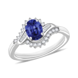 Rhapsody AAAA Ceylon Blue Sapphire and E-F VS2 Diamond 1.25 ctw Ring in 950 Platinum (Size 10.0) 5.50 Grams