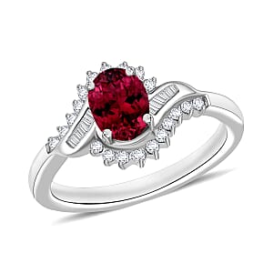 Rhapsody AAAA Ouro Fino Rubellite and E-F VS2 Diamond 1.10 ctw Ring in 950 Platinum (Size 10.0) 5.50 Grams