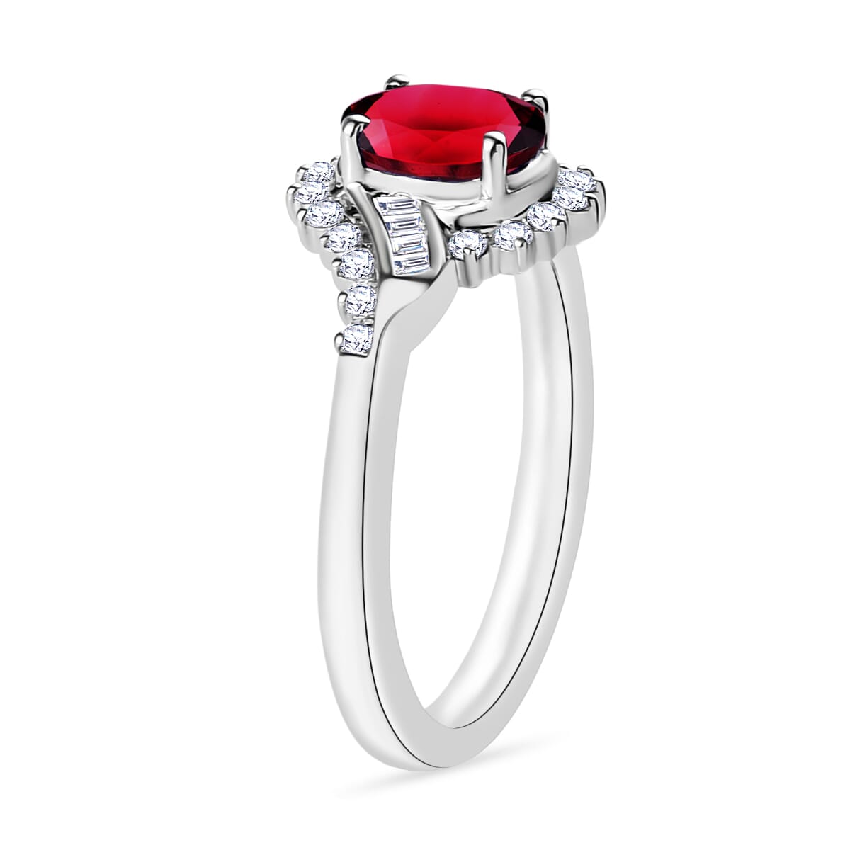 Rhapsody AAAA Ouro Fino Rubellite and E-F VS2 Diamond 1.10 ctw Ring in 950 Platinum (Size 10.0) 5.50 Grams image number 2