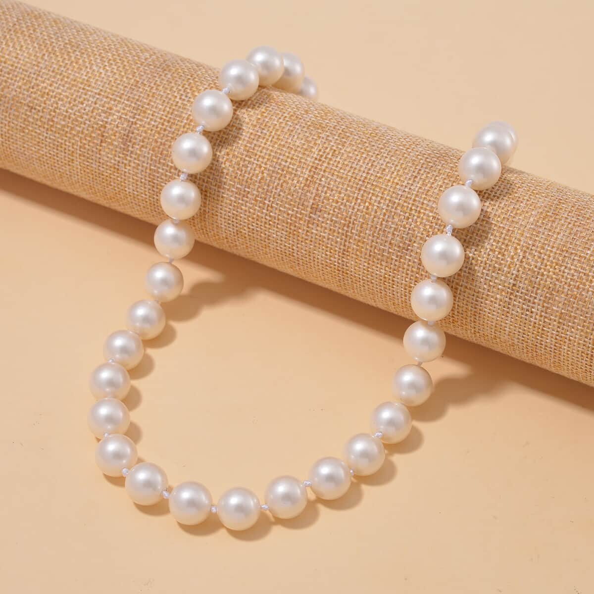 White Shell Pearl 11-13mm Necklace 20 Inches in Stainless Steel image number 1