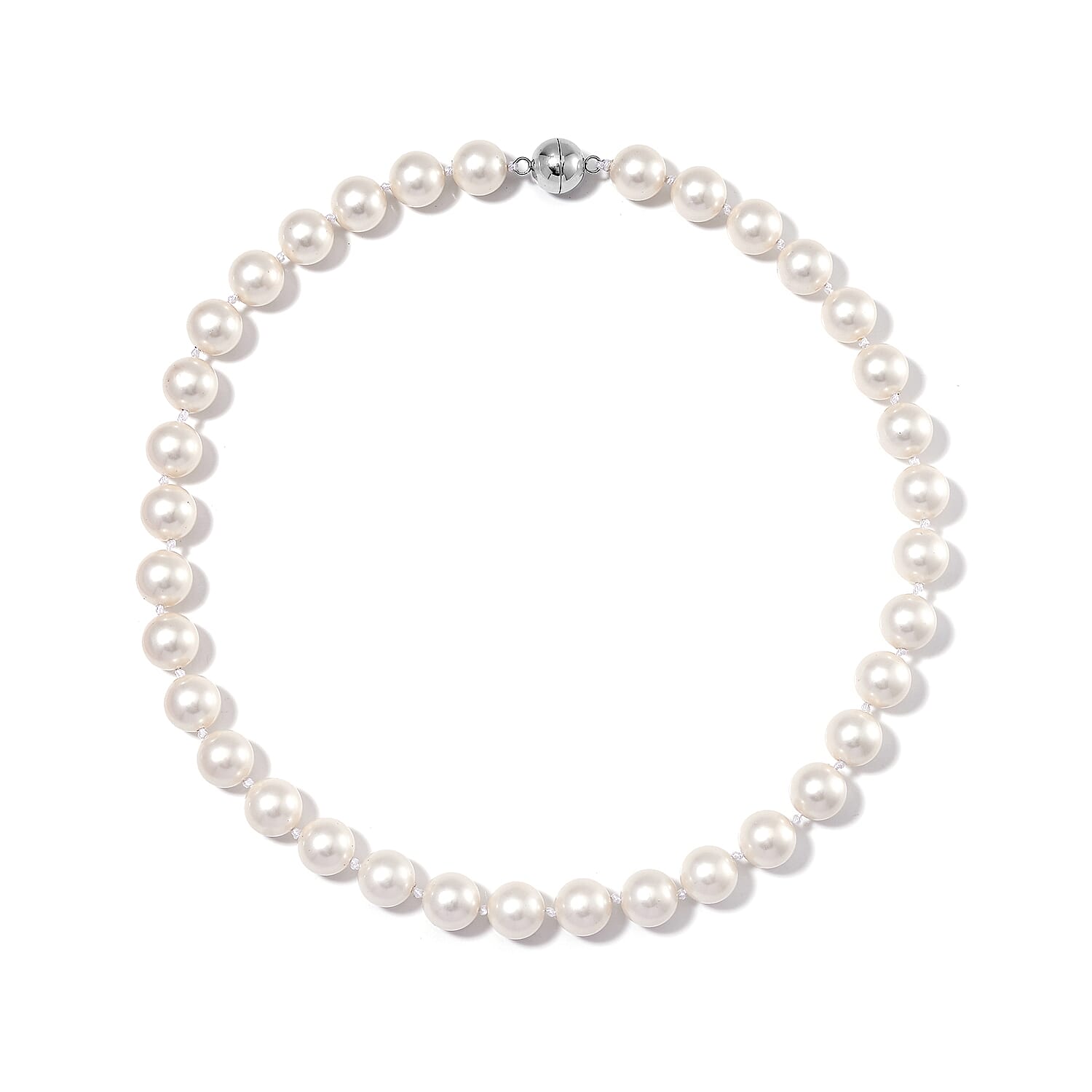 White Shell Pearl 11-13mm Necklace 20 Inches in Stainless Steel