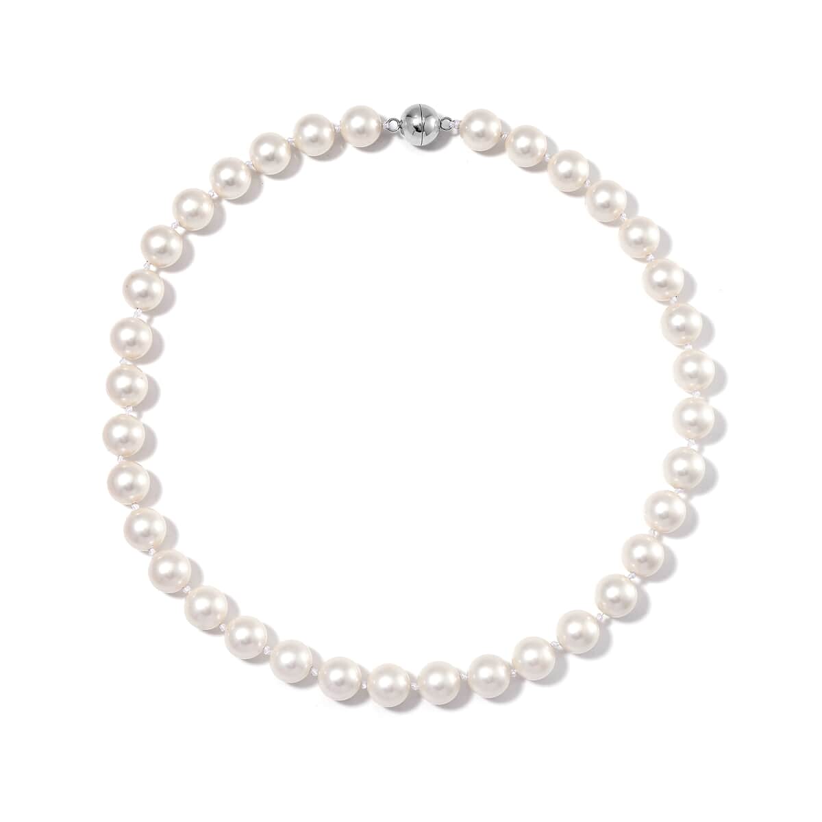 White Shell Pearl 11-13mm Necklace 20 Inches in Stainless Steel image number 2