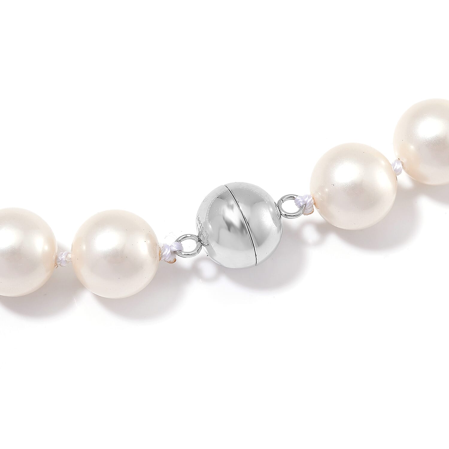 White Shell Pearl 11-13mm Necklace 20 Inches in Stainless Steel