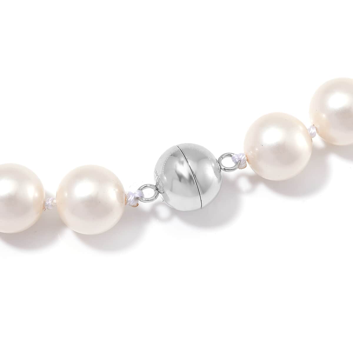 White Shell Pearl 11-13mm Necklace 20 Inches in Stainless Steel image number 3