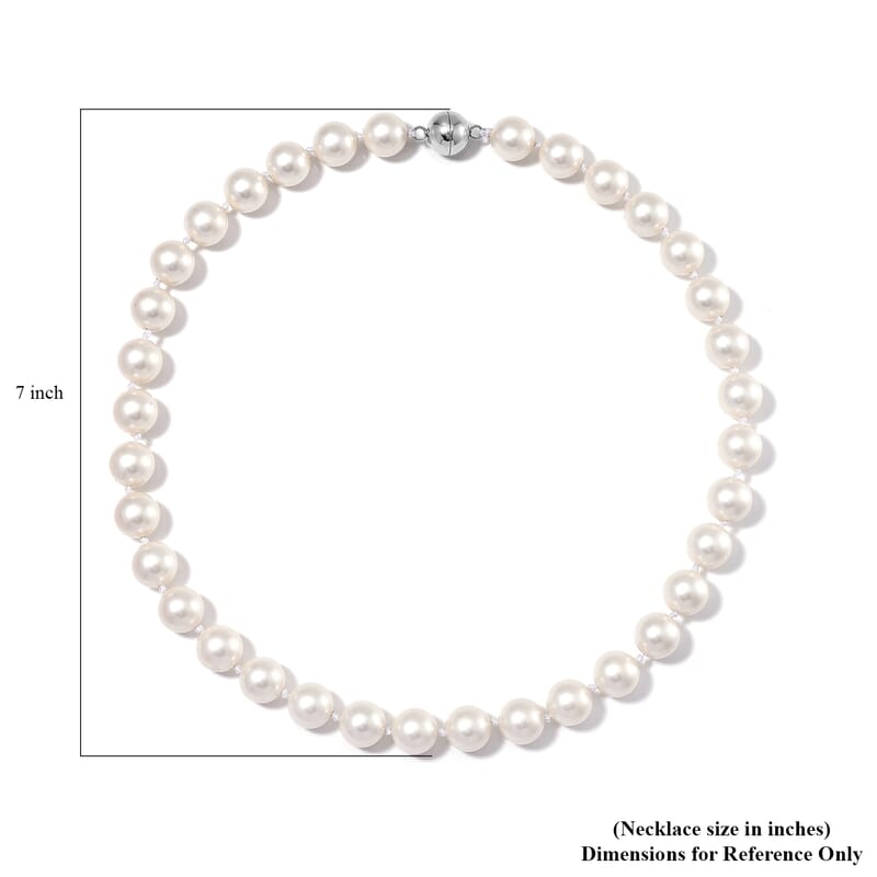 White Shell Pearl 11-13mm Necklace 20 Inches in Stainless Steel