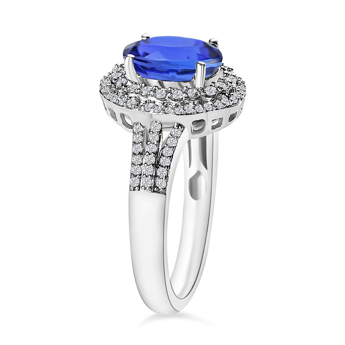 Luxoro Premium Tanzanite and G-H I1 Diamond 2.60 ctw Ring in 14K White Gold image number 2