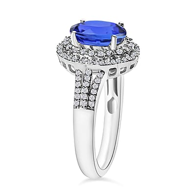 Luxoro Premium Tanzanite and G-H I1 Diamond 2.60 ctw Ring in 14K White Gold (Size 10.0) 6.85 Grams