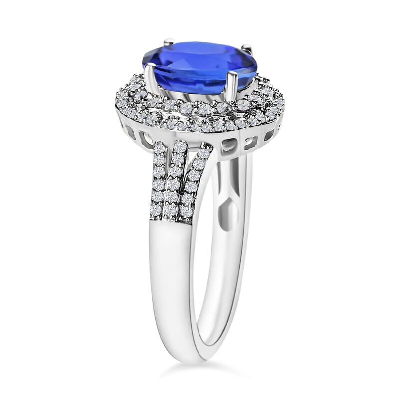 Luxoro Premium Tanzanite and G-H I1 Diamond 2.60 ctw Ring in 14K White Gold (Size 10.0) 6.85 Grams